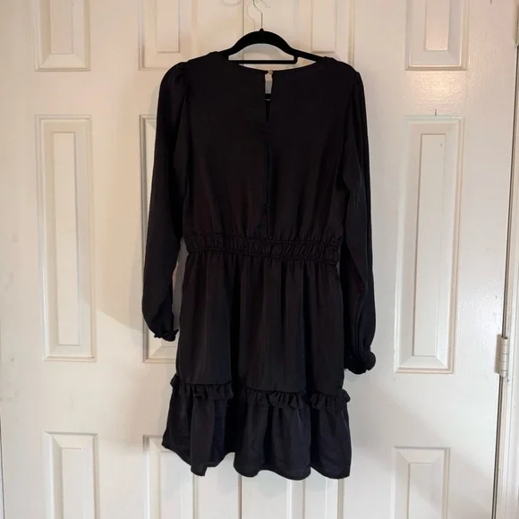 Knox Rose Black Long Sleeve Ruffle Hem Dress - Picture 6 of 6